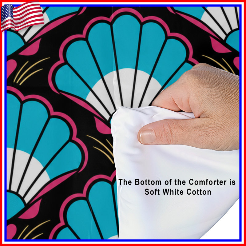 Blue White Shells Pattern Comforter, Twin