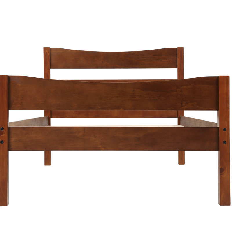 Lit plateforme simple avec tête de lit en noyer, lattes de bois de noyer à lattes fiables et base résiliente
