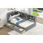 Lit plateforme en bois avec tête de lit, tablettes et 2 tiroirs-589830580-589830581