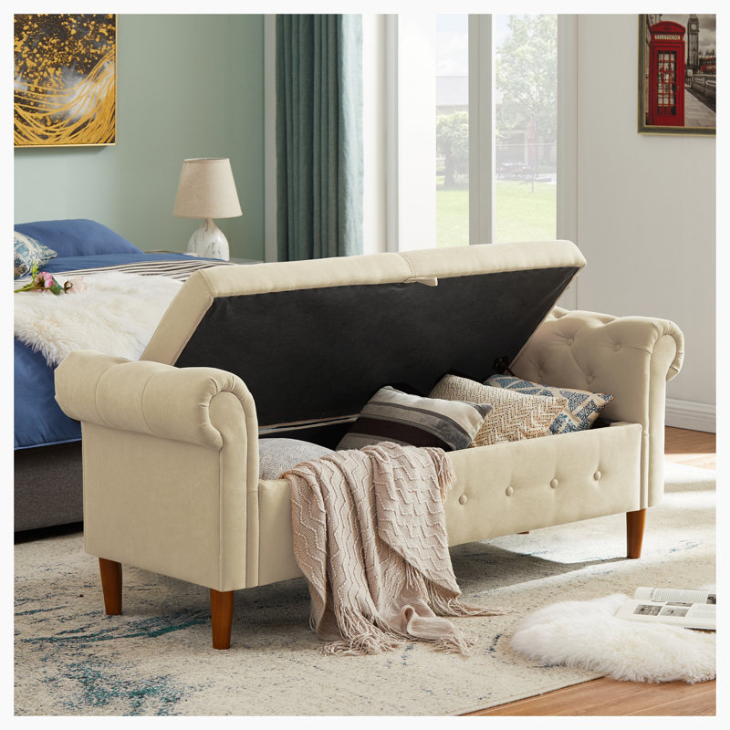 Banc de rangement rabattable, Beige
