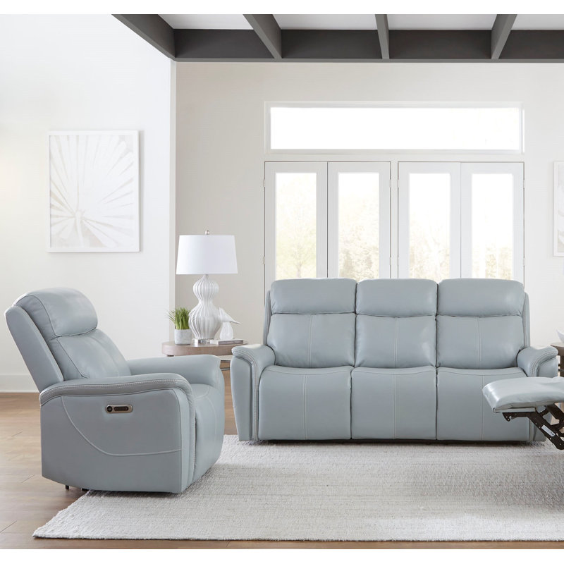 Canapé et fauteuil inclinable électrique Allysia, Gris couturier