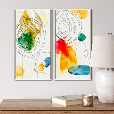 «Trendy Abstracts with Colorful Shapes V», ensemble de 2 peintures