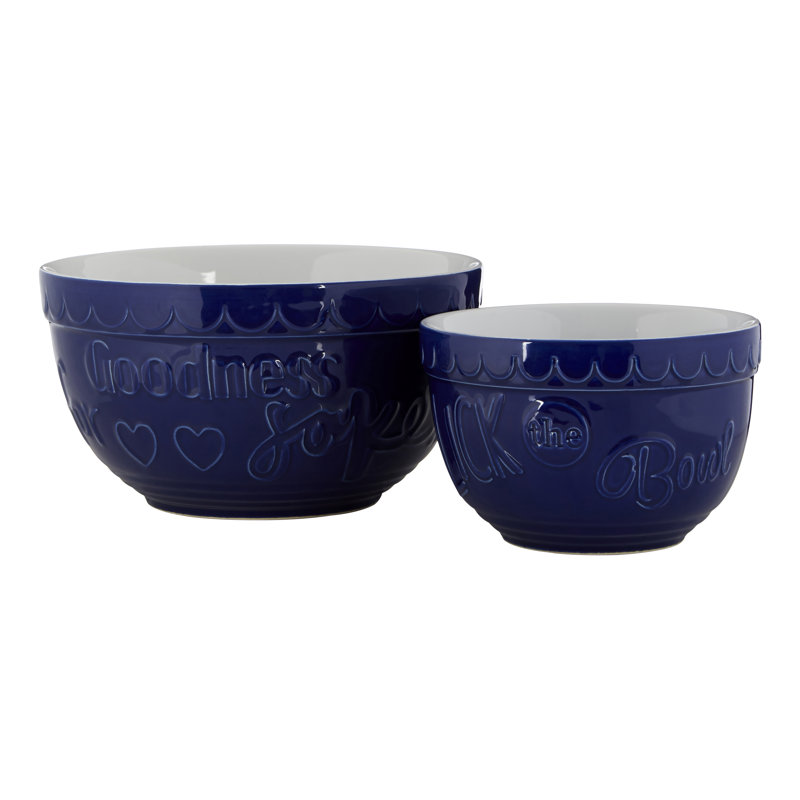 Gigi 2 Piece Stoneware Mixing Bowl Set, Blue