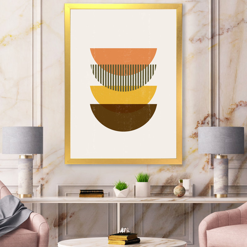 Demi-lunes géométriques abstraites dans des tons de terre - Impression sur toile, H 32 po x l 16 po x P 1,5 po