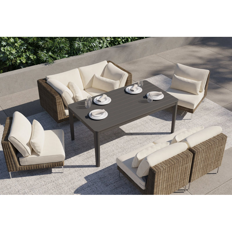 Brown Wicker Outdoor Sofa - 3 Seat, Palisades Cream