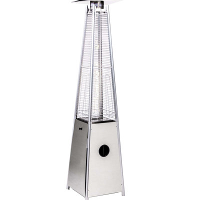 40000Btu Stainless Steel Patio Heater, Quartz Glass Tube Feature, Visual Flame Fascination, Thermocouple , Wheels For Transporting