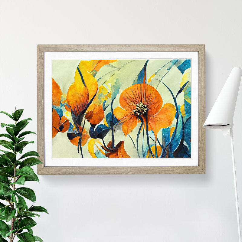 Flowers - Framed Print, 34cm H x 46cm W, Oak Framed