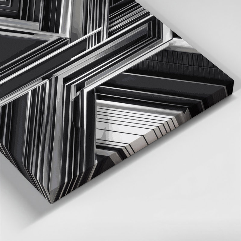 «Geometric Abstraction 90», art mural sur toile grise, H 32 po x l 32 po