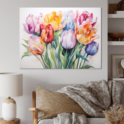 Painted Multicolor Tulips Collage On Canvas Print