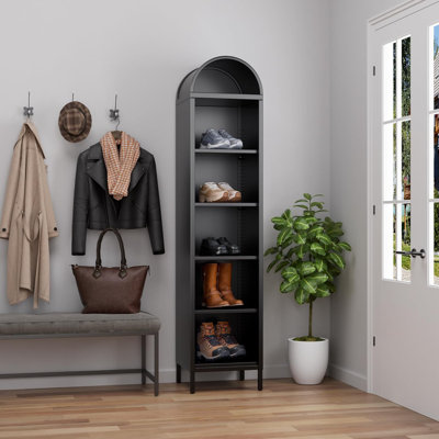 Tall Narrow Arched Bookshelf, 72.8" H Metal Arch Display Bookcase With 4 Adjustable Shelves, Open Display Arched Bookcase For Dining Room, Home, Offic by Ebern Designs