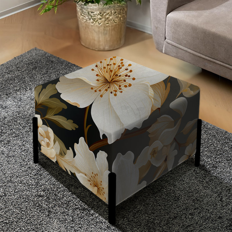 Enchantement de fleurs blanches - repose-pieds carré floral