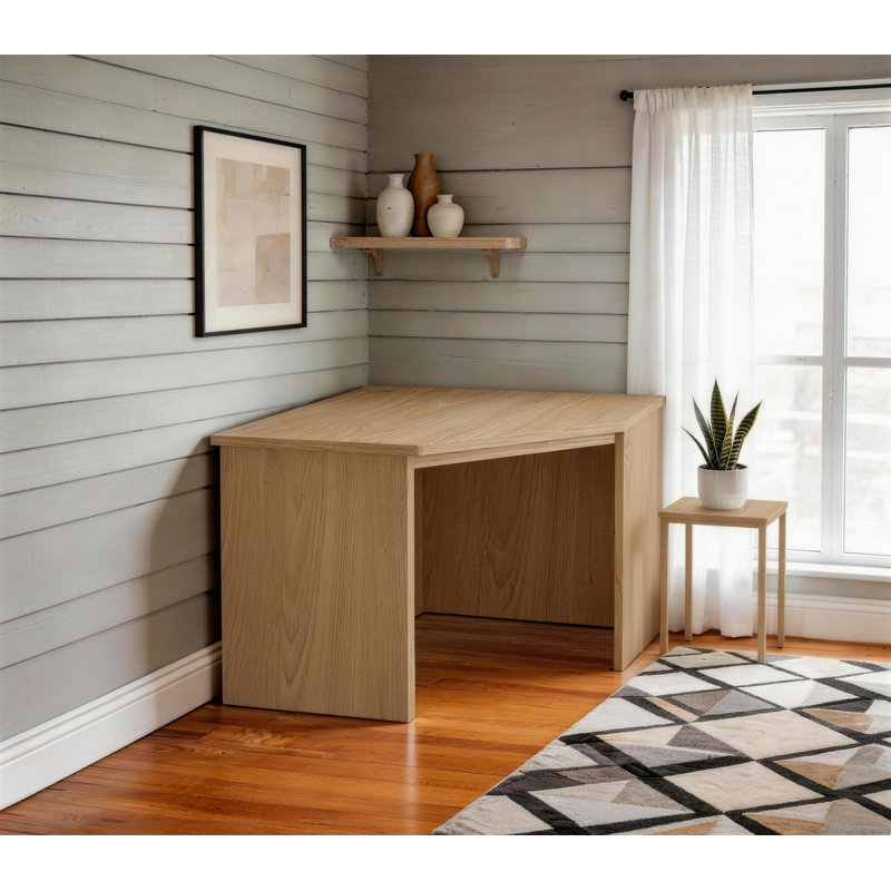 Brittaney Solid Wood Writing Desk, Classic Oak