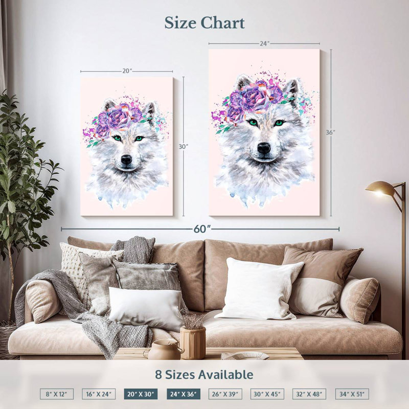 Brampt Floral Wolf, 36" H x 24" W