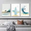 «Coastal Beach Sun Sand Surf», planche de surf bleu clair et océan encadré nautique, impression sur toile 3 pièces-91874939-91874940