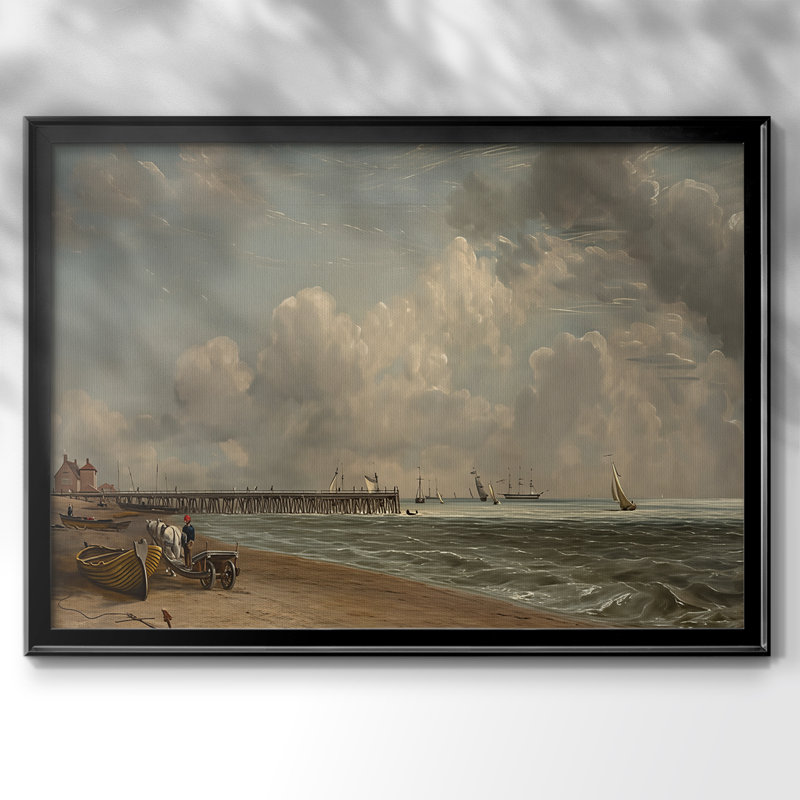 Chain Pier, Brighton-John Constable, toile tendue avec châssis, 1827, 22,5 x 30,5, Toile avec cadre, Noir