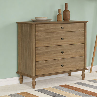Large 4-Drawer Chest with Solid Wood Foot