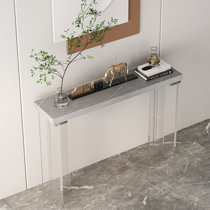 Console en pierre frittée en acrylique transparent, Gris, H 33,46 po x l 47,24 po x P 11,81 po