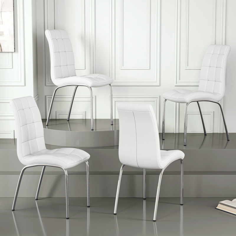 Nasim 18'' H Dining Chair, White, Silver