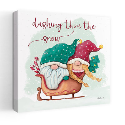 Dashing Thru The Snow Whimsical Abstract Contemporary Christmas Tree Winter Landscape Art
