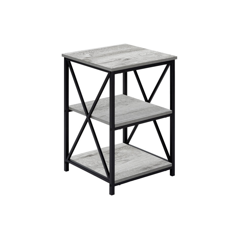 Table d'appoint, côté, bout, table de chevet, lampe, stratifié, métal, Noir, noir, noir, noir, Gris