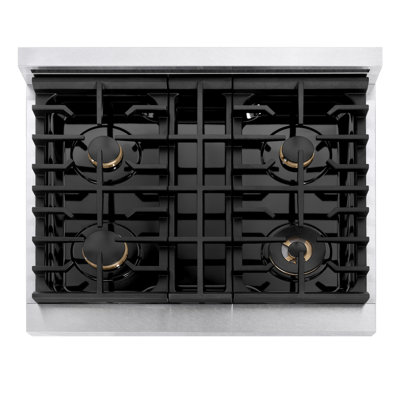 ZLINE 30 in. Paramount Gas Rangetop with 4 Brass Burners and Porcelain Cooktop in Satin Stainless Steel (SRTS-BR-30)