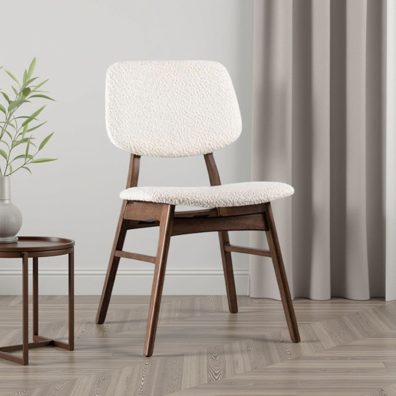 Ensemble de 2 chaises de salle à manger Lexy, pieds inclinés, bois massif, boucle beige
