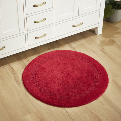 Deidre Lux 100% Cotton Bath Mats, Machine Washable Reversible Super Absorbent 30" Round Bathroom Rugs