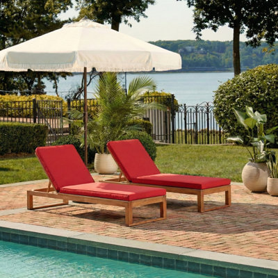 Faunce Outdoor Eucalyptus Wood Chaise Lounge , Cushion Included