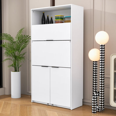 Kitchen Pantry Cabinet with Ample Storage, Desk, USB Ports