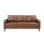 Ensemble de meubles de style transitionnel 3 pièces pour salon - Revêtement en similicuir chocolat, chaise, structure en bois massif et contreplaqué, pieds apparents