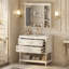 Meuble-lavabo de 36 po avec armoire à pharmacie, armoire à miroir moderne avec tablette réglable, armoire de rangement pour salle de bain à 4 tiroirs, armoire de rangement pour cadre de salle de bain en bois massif