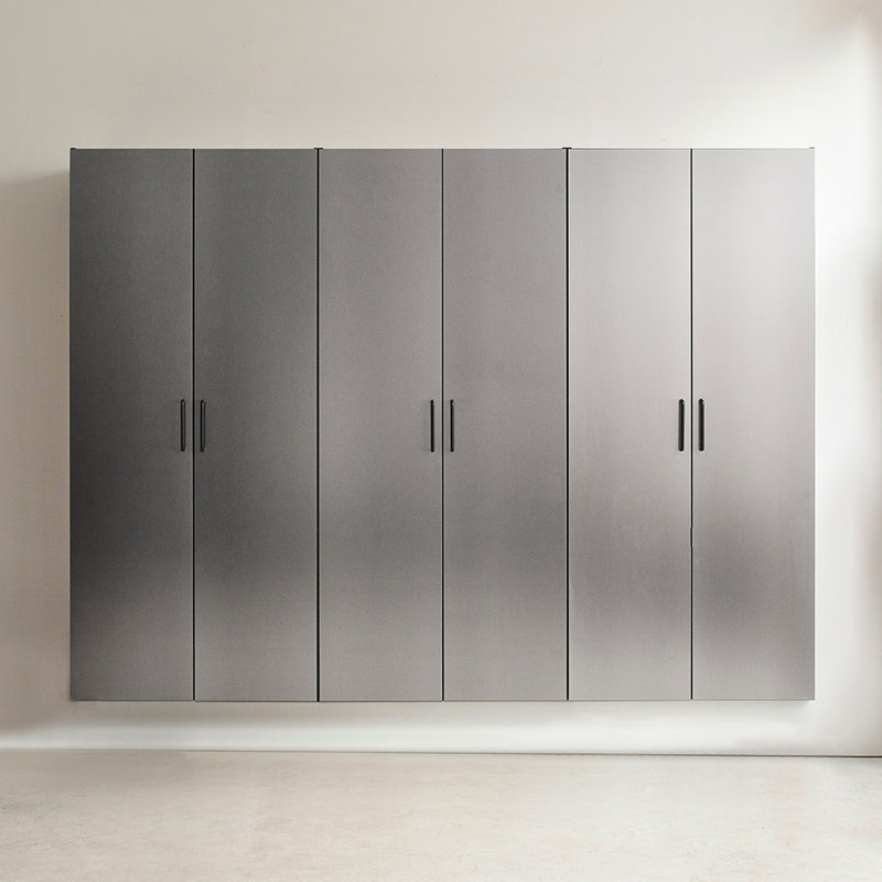96 In. Wide Garage Cabinet D  3  In Contemporary Metallic Grey - Doors, Heat And Water Resistance, 2X Thicker Edge, E0-Grade Material, Shelf Feature, Heavy-Duty Metal Support Style,  3 , 96.6 Wide,