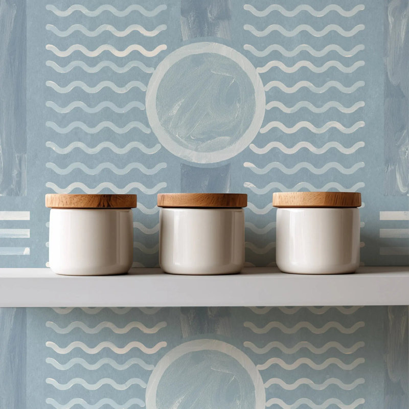 South Beach Facade - Wallpaper, Faded Blue, Premium Paper