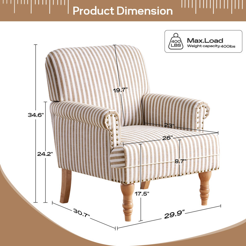 Upholstered Armchair, Brown