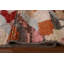 Tapis rose en laine noué à la main de conception unique 7 pi x 9 pi 7 po New Age