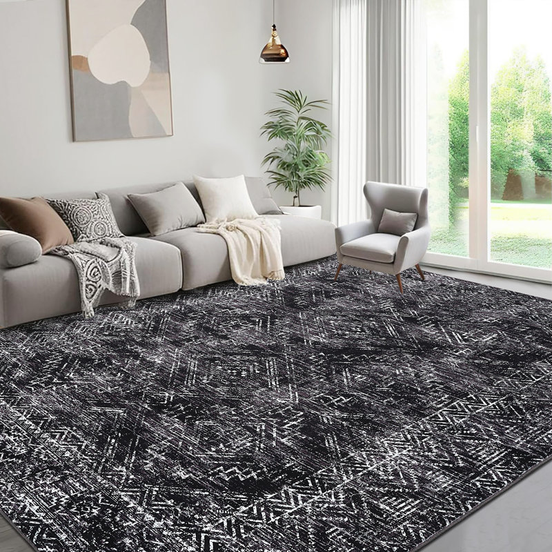 Modern Machine Washable Rug Non-Slip Area Rug for Living Room Low-Pile Rug Indoor Floor Cover for Bedroom Dining Room Hallway Kitchen Office