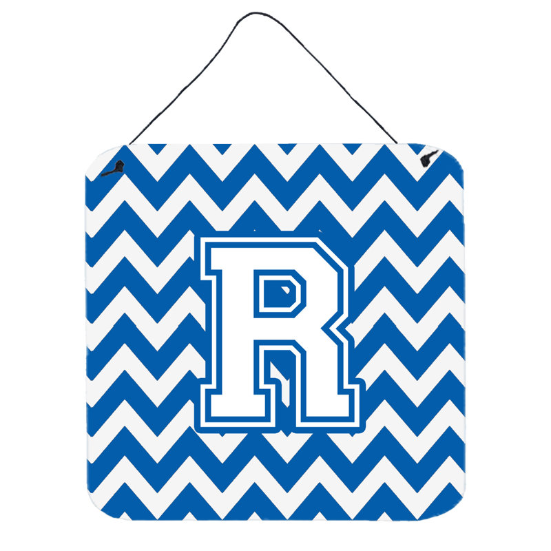 Décoration murale chevron, Blanc / Bleu, R
