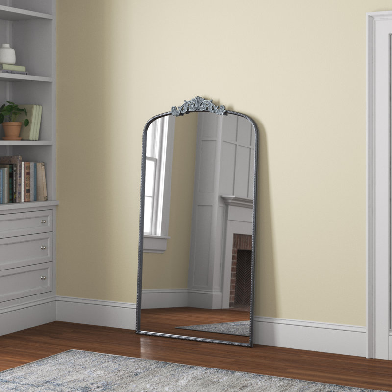 Miroir mural classique avec cadre d'inspiration baroque, Noir, noir, noir, noir, H 66,2 po x l 36 po