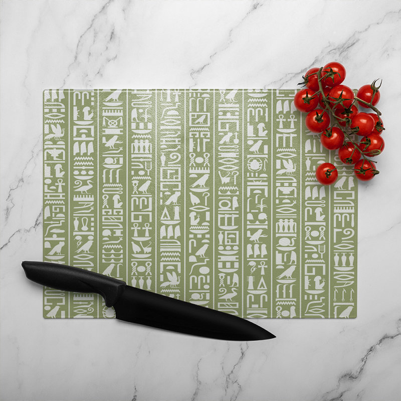 Egyptian Hieroglyphic Decorative Glass Chopping Board