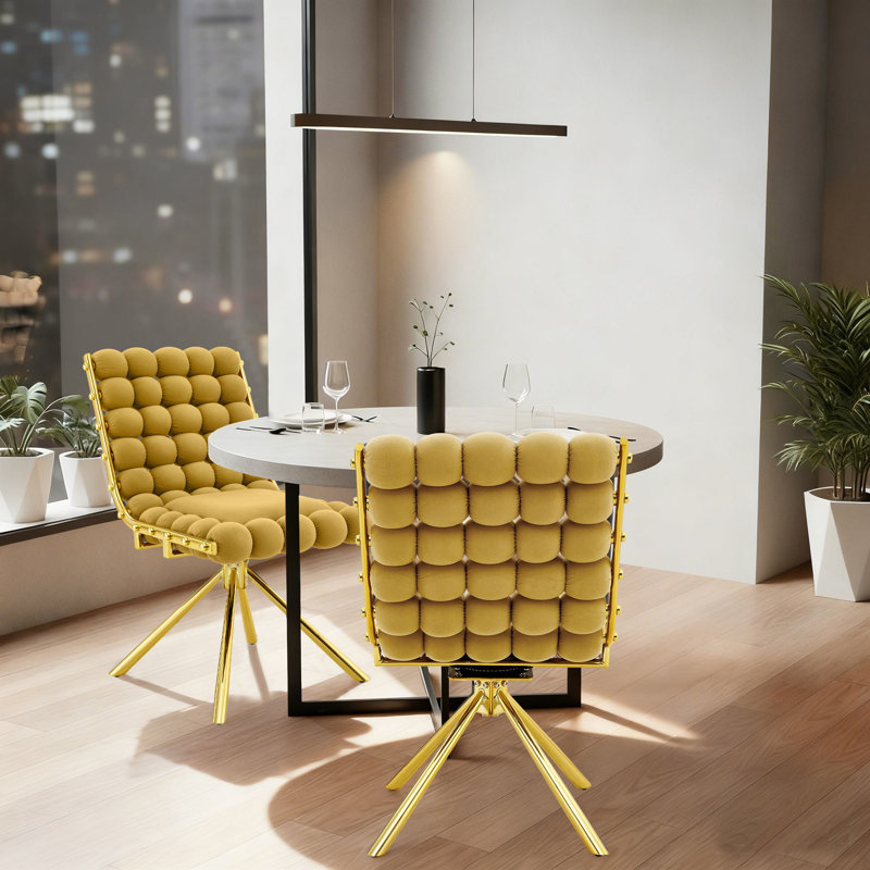 Ensemble de 2 chaises d'appoint pivotantes modernes avec revêtement doux, rembourrage à haute résilience et pieds de support en métal pour la salle de réception