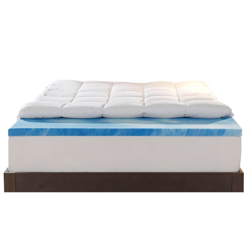 Dual Layer 4 Inch Enhanced Support Memory Foam Mattress Topper,medium Support, 2 Inch Cooling Gel Memory Foam Plus 2 Inch Pillow Top Cover