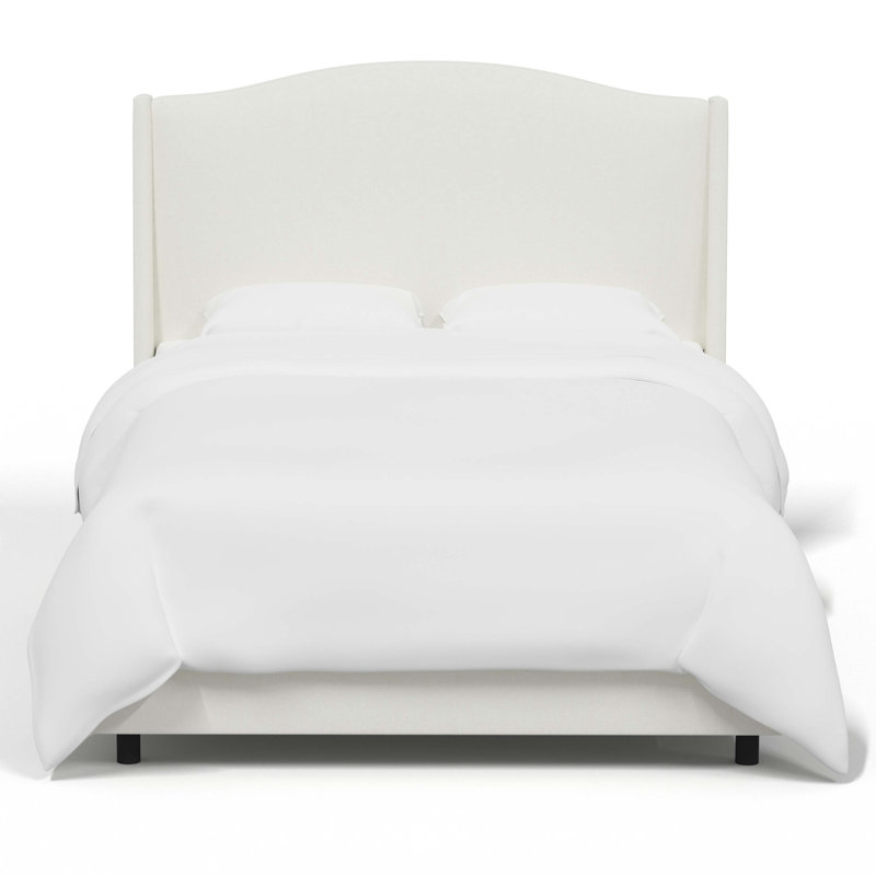 Claritha Upholstered Wingback Bed, Zuma White Textured Linen, King