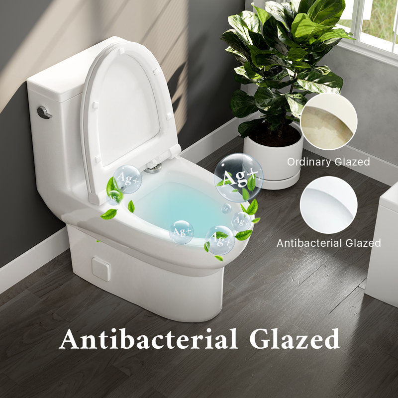 Eviva 1.28 GPF Elongated Comfort Height Chair Height Floor Mounted One-Piece Toilet with Seat Included
