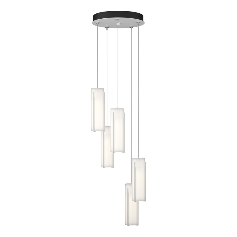 Exos 5 - Light Cluster Cylinder Pendant, White, Opal Glass, Standard: 13" to 80"