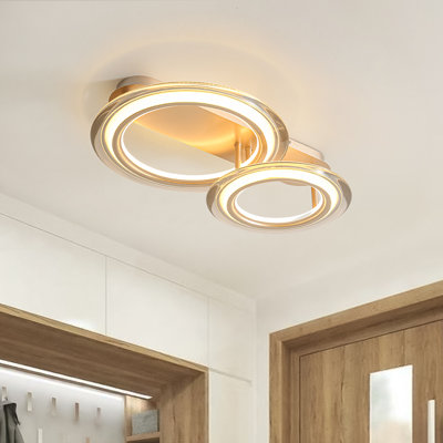 Modern Geometric 2-Circle Dimmable LED Semi-Flush Mount