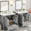 Meuble-lavabo gris 60 po, double lavabo, compartiments de rangement et portes silencieuses - Armoire à tablettes fonctionnelle-163376800-163376813