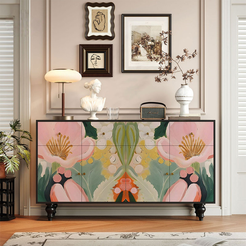 Armoire d'entrée de style français à motif floral rétro