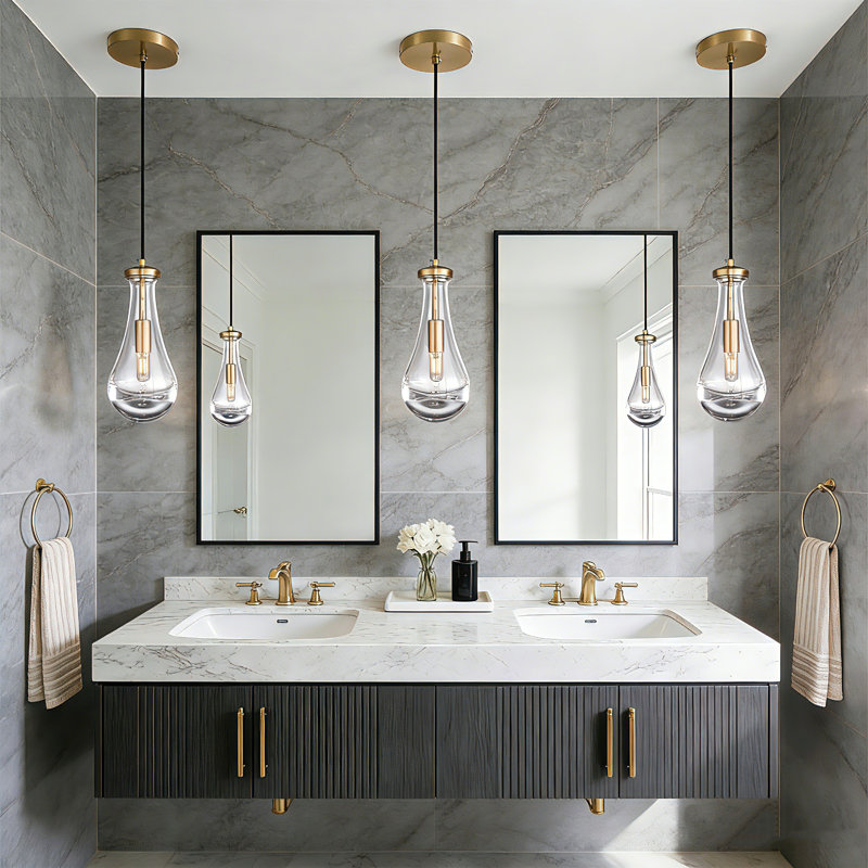 Raindrop Shape Thick Glass Modern Pendant