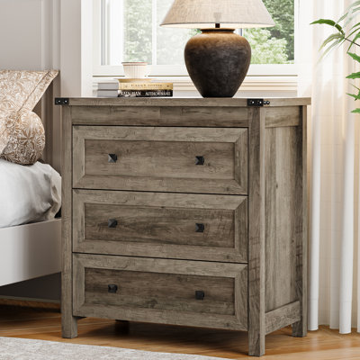3 Drawers Dresser 26.4" W, Nightstand Chest of Drawers ,Bedside Table with Rhombus Handle by Winston Porter