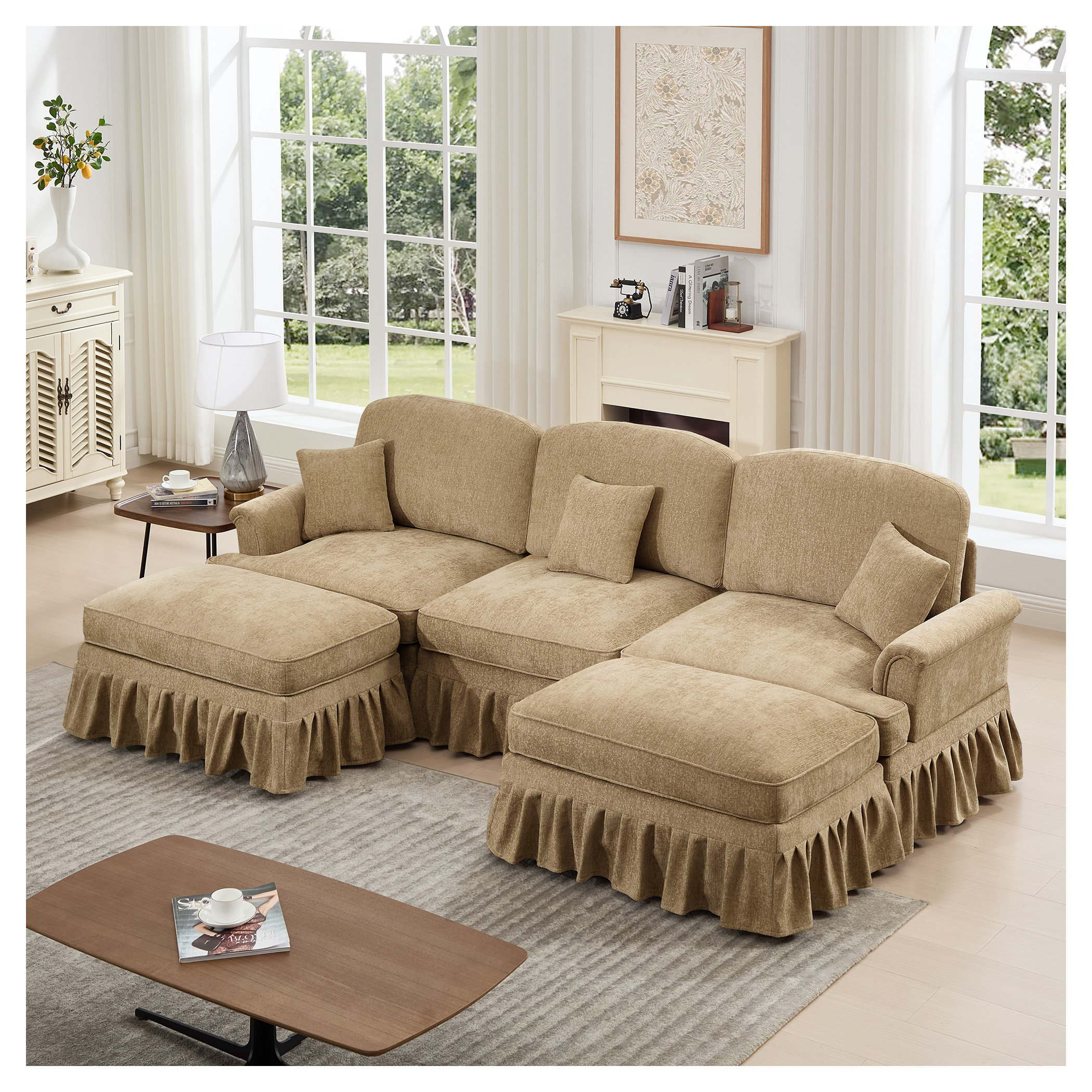 August Grove Classic Comfy Modular U-Shape Sectional Sofa with ...